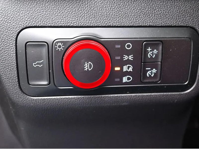 HDUFC for Ford 2024 2025 Ranger, air Conditioning, Volume Control, Push-Button Start, 4WD and Headlight switches, 7 Pieces of Aluminum Alloy knob Cover Decoration (red) - Image 3